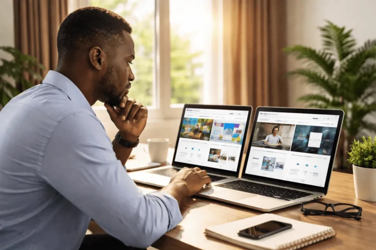 Business owner in The Gambia comparing website design companies before making a hiring decision