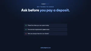 A checklist of what to ask a web design company before paying a deposit