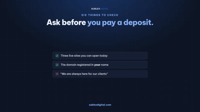 A checklist of what to ask a web design company before paying a deposit