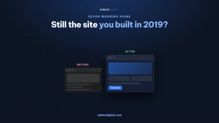 A dated website beside its rebuilt replacement