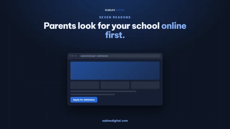 A school website with an admissions page parents can find