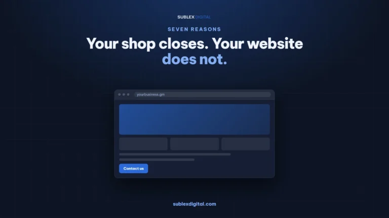 A business website open at eleven at night, when the shop is closed