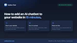AI chatbot setup in three steps, from web address to live widget